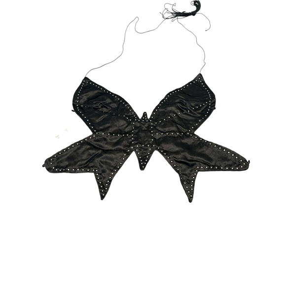 Jumisee Butterfly Top Womens Size M Black Open Back Beaded Rhinestone - Picture 9 of 10